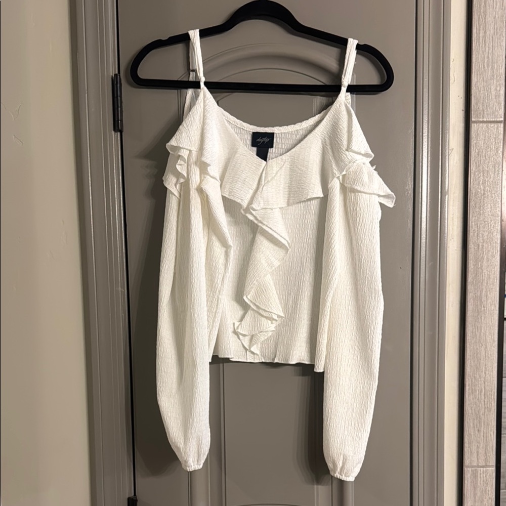 Elegant White Ruffle Top (NWOT)